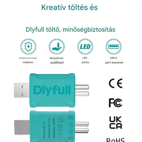 Dlyfull LIR425/CR425 akkumulátor töltő szett világító úszókhoz éjszakai horgászathoz (8028)