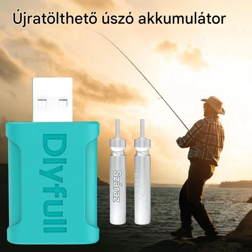 Dlyfull LIR425/CR425 akkumulátor töltő szett világító úszókhoz éjszakai horgászathoz (8028)