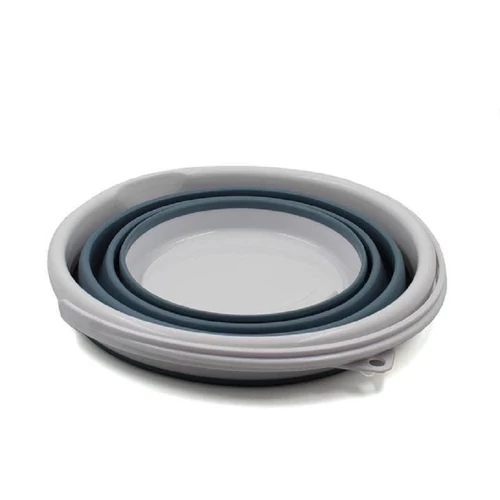 Összecsukható szilikon vödör fogantyúval 10l, Narancs-Fehér - 30x24 cm (22-9607)
