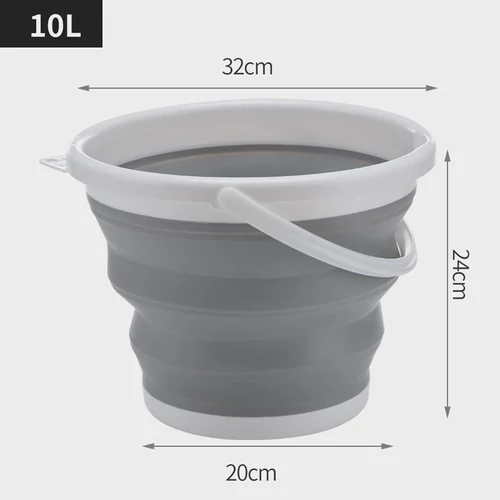 Összecsukható szilikon vödör fogantyúval 10l, Narancs-Fehér - 30x24 cm (22-9607)