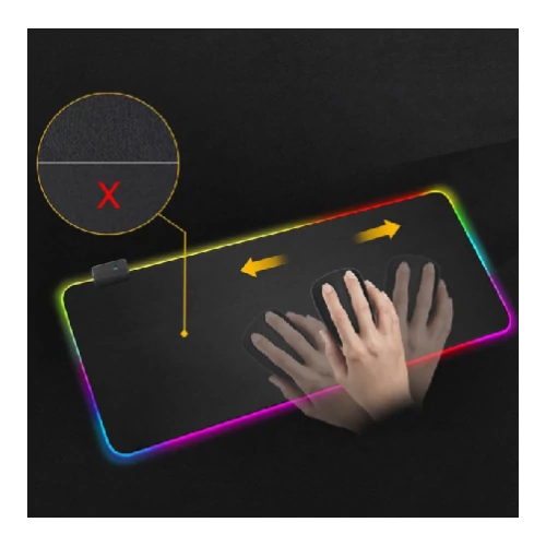 Egérpad RGB LED világítással, USB-vel - fekete (MS-249)