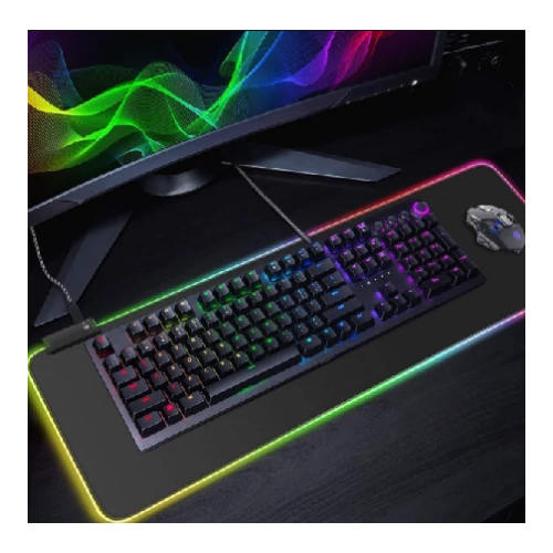 Egérpad RGB LED világítással, USB-vel - fekete (MS-249)