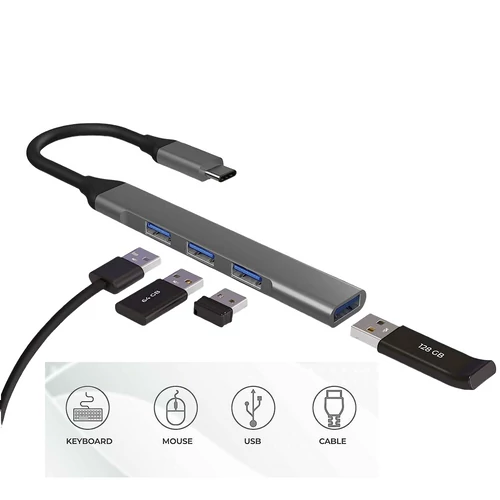 Extender SX-37 4 az 1-ben Type-C konverter USB 3.0 porttal - fekete