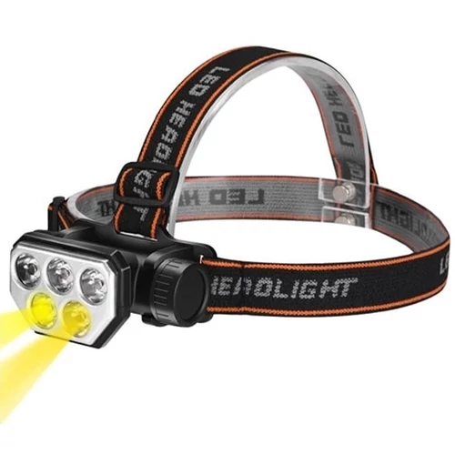 SQ-815 LED fejlámpa fehér és kék fényű izzókkal USB kábellel - fekete
