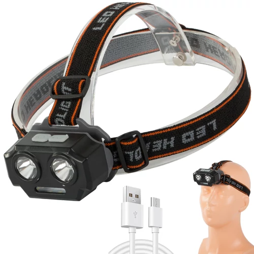 Thebrand SQ-803 taktikai fejlámpa újratölthető akkumulátorral XHP30 és SMD LED (08334)