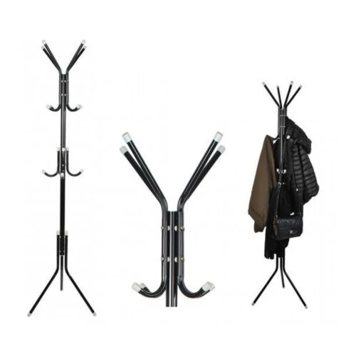 Kabát tartó állvány 170 cm 8 akasztóval - fekete (MS-953)