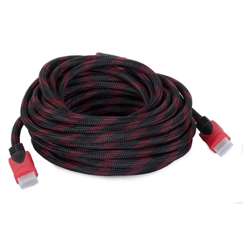 HDMI kábel 10 méteres extra erős kivitel aranyozott csatlakozókkal 4K támogatással - fekete/piros (10m-hdm)