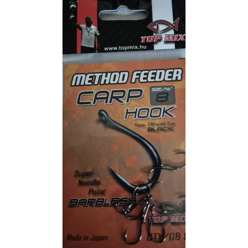 TOP MIX Method Feeder Carp Hook Barbless szakáll nélküli pontyos horog - 8-as méret (TM833)