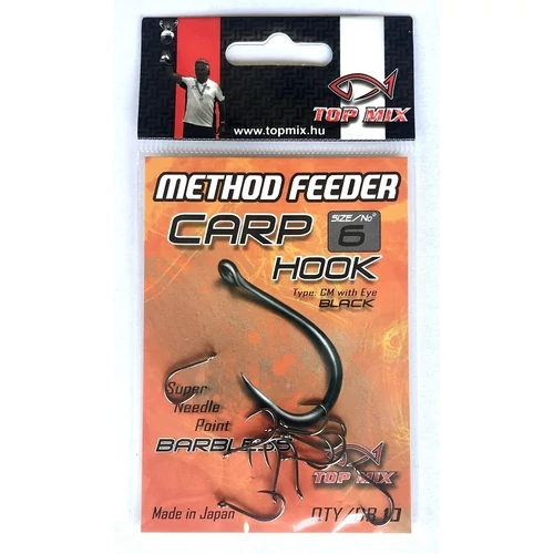TOP MIX Method Feeder Carp Hook Barbless szakál nélküli pontyos horog - 6 (TM832)