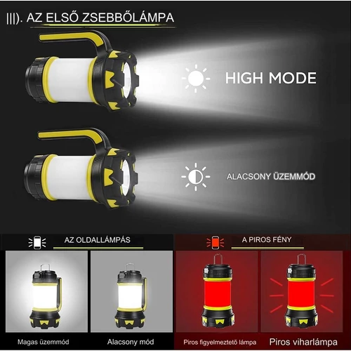HC-260 Újratölthető LED kemping zseblámpa powerbankkal