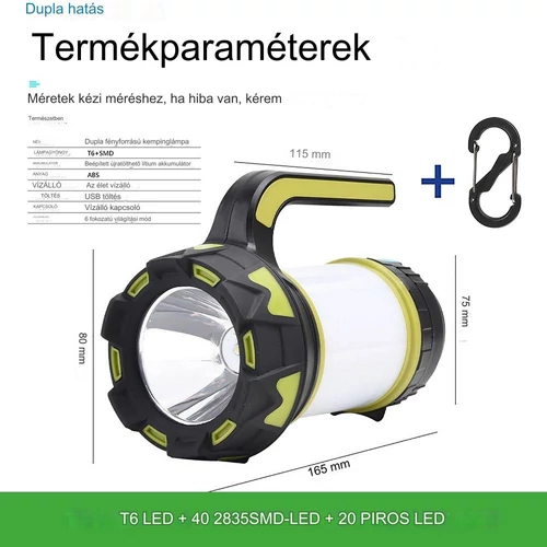 HC-260 Újratölthető LED kemping zseblámpa powerbankkal