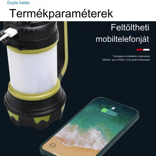HC-260 Újratölthető LED kemping zseblámpa powerbankkal