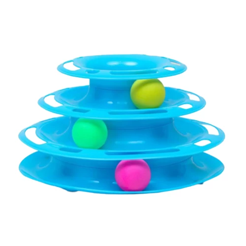 3 szintes labdajáték macskáknak - kék (MS-584)
