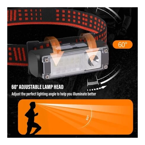 FA-T125 újratölthető túrázó fejlámpa USB-vel 1500 lm - fekete