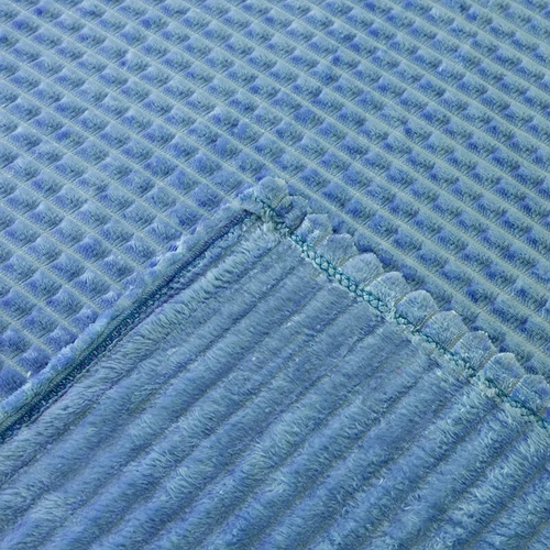 Bordázott, puha plüss takaró - kék (150x200 cm)