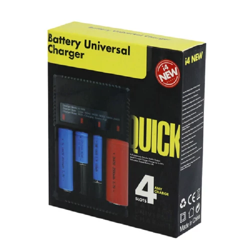 Univerzális Li-Ion akkutöltő 4 férőhelyes USB csatlakozással 3.7V/4.2V/4.35V - fekete