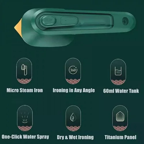 Mini Iron hordozható gőzölős vasaló - zöld