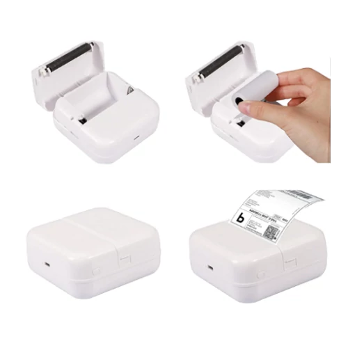 Hordozható mini nyomtató vezeték nélküli Bluetooth kapcsolattal - fehér (MS697)