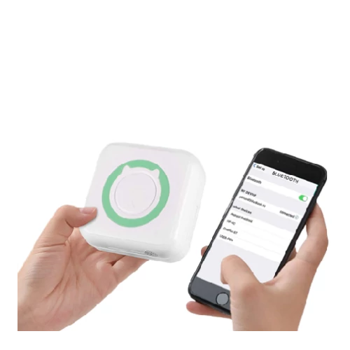 Hordozható mini nyomtató vezeték nélküli Bluetooth kapcsolattal - fehér (MS697)