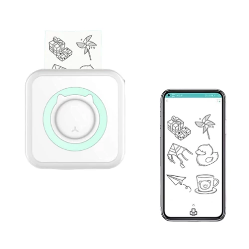 Hordozható mini nyomtató vezeték nélküli Bluetooth kapcsolattal - fehér (MS697)