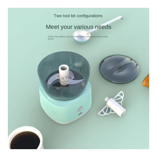 Többfunkciós mini konyhai robotgép akkumulátoros turmix/daráló/zöldség aprító - türkiz