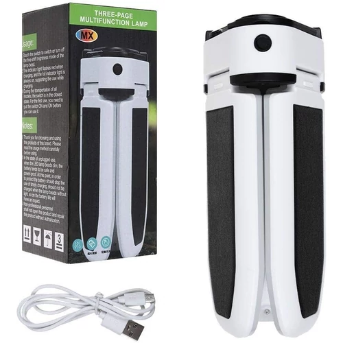 MX háromágú, összecsukható, szolár LED kempinglámpa 30W - fehér