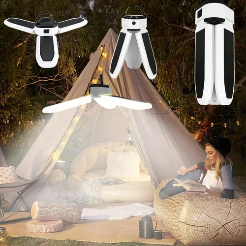 MX háromágú, összecsukható, szolár LED kempinglámpa 30W - fehér