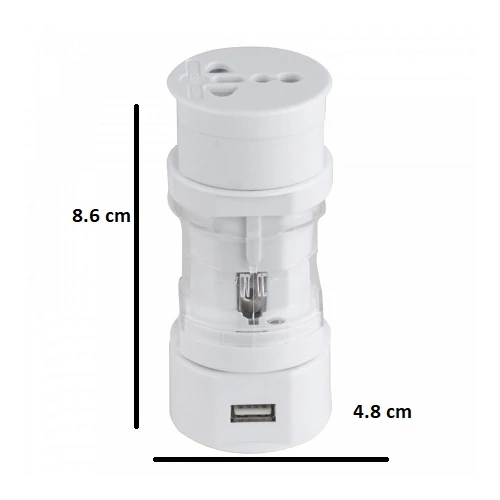 Univerzális nemzetközi utazó adapter készlet konnektor átalakító USB kimenettel - fehér (4196)