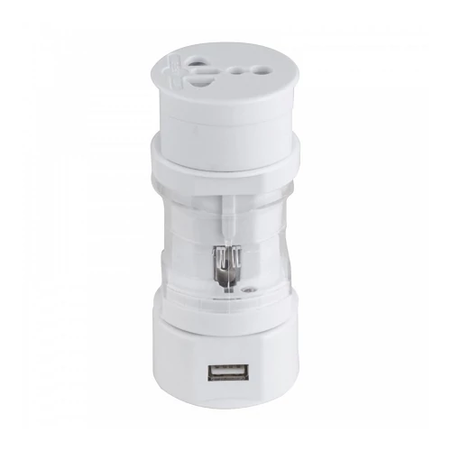 Univerzális nemzetközi utazó adapter készlet konnektor átalakító USB kimenettel - fehér (4196)