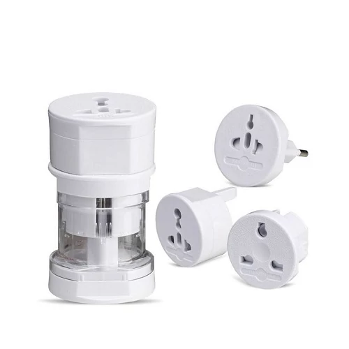 Univerzális nemzetközi utazó adapter készlet konnektor átalakító USB kimenettel - fehér (4196)