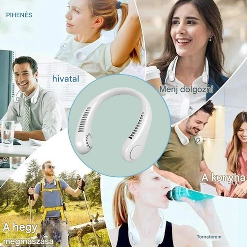 Mini hordozható nyak ventilátor beépített akkumulátorral - fehér