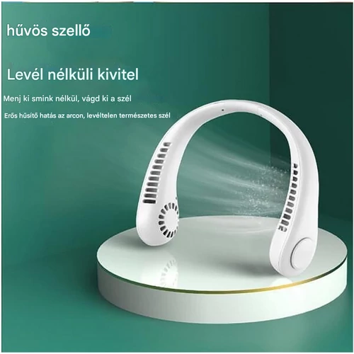 Mini hordozható nyak ventilátor beépített akkumulátorral - fehér