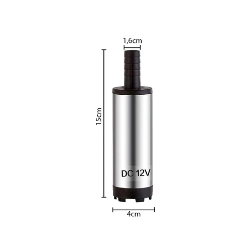 Mini merülő szivattyú 12V/24V DC dízelolaj és víz szivattyúzásához - ezüst (11136)