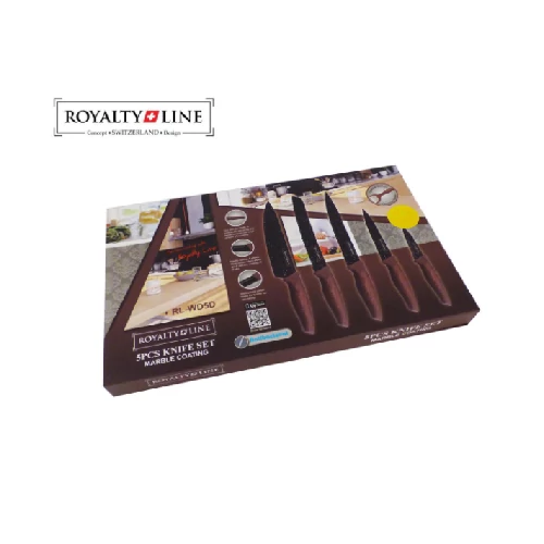 Royalty Line márvány bevonatú késkészlet, 5+1 részes - Fa hatású nyéllel - MS-322