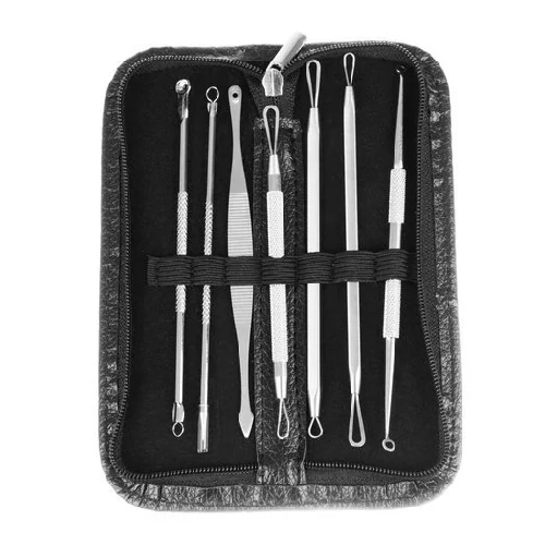 Mitesszer eltávolító készlet cipzáros tartóban - fekete (MS-426)