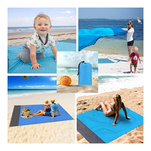 Mágikus strandlepedő homokmentes technológiával 150x200 cm - kék (IRP-00005521)