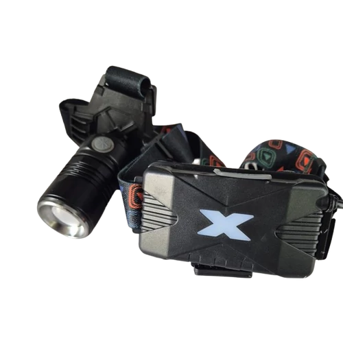 W613 zoomolható LED fejlámpa 1200 lumen 2 db Li-ion 18650 akkumulátorral IPX4 vízállóság - fekete (W613)