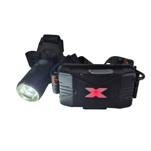 W613 zoomolható LED fejlámpa 1200 lumen 2 db Li-ion 18650 akkumulátorral IPX4 vízállóság - fekete (W613)
