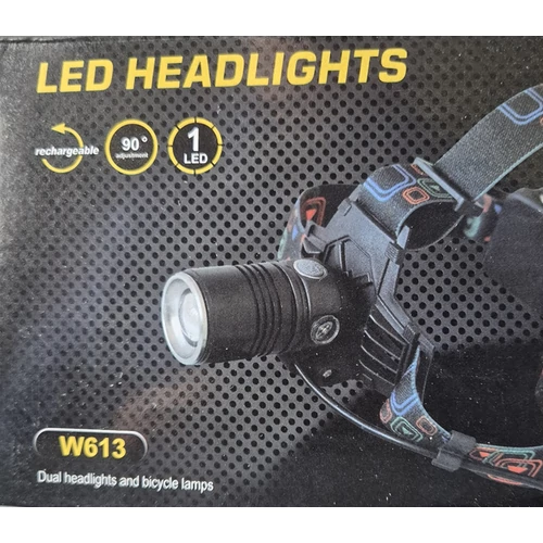 W613 zoomolható LED fejlámpa 1200 lumen 2 db Li-ion 18650 akkumulátorral IPX4 vízállóság - fekete (W613)