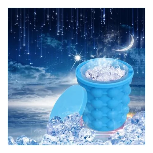 Ice Genie kétkamrás szilikon jégvödör és jégkocka készítő - kék