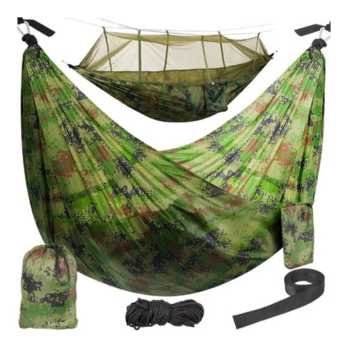 Terepmintás ultrakönnyű függőágy tárolózsákban szúnyoghálóval 260×140 cm