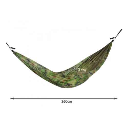 Terepmintás ultrakönnyű függőágy tárolózsákban szúnyoghálóval 260×140 cm