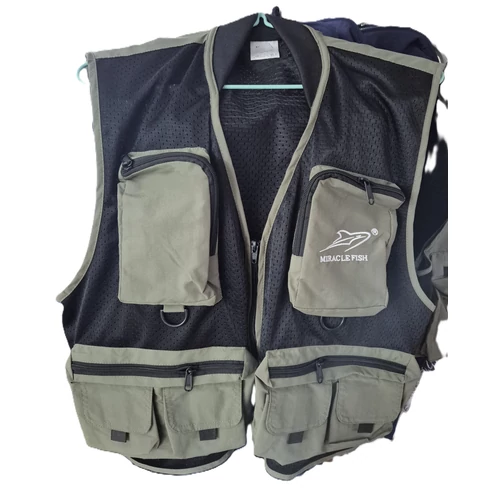 Miracle Fish horgász mellény hálós L méret - sötétkék/bézs