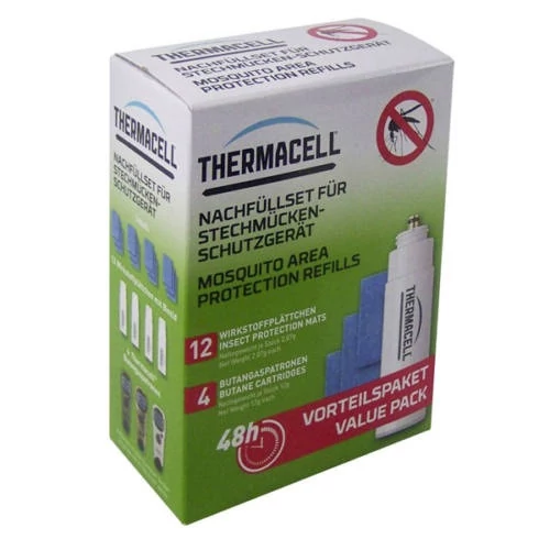 Thermacell szúnyogriasztó utántöltő csomag 48 órás - 4 db butángáz patron és 12 db lapocska