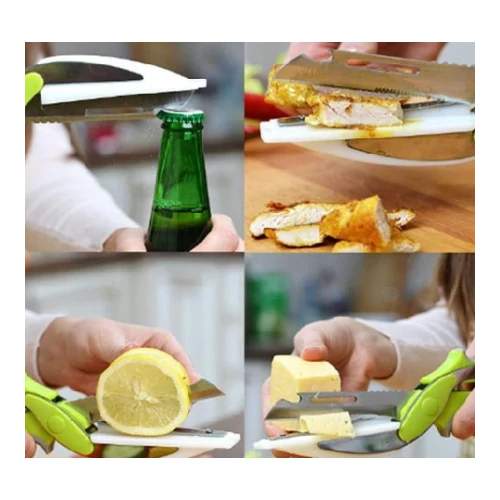 6in1 Clever Cutter többfunkciós hús és zöldségvágó olló - zöld