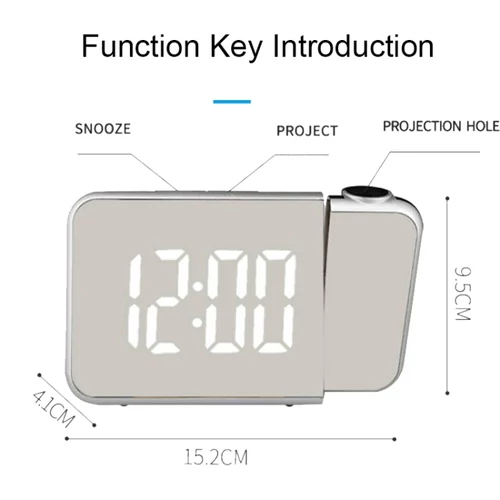 Projektoros Tükrös Digitális LED ébresztőóra naptár és hőmérséklet funkcióval - fekete (DS-8590L)