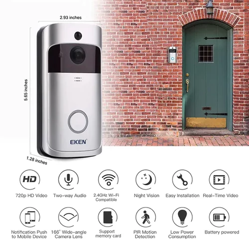 XSmart okos kapucsengő WiFi-s HD kamerával és kétirányú kommunikációval - ezüst (doorbell-v5)
