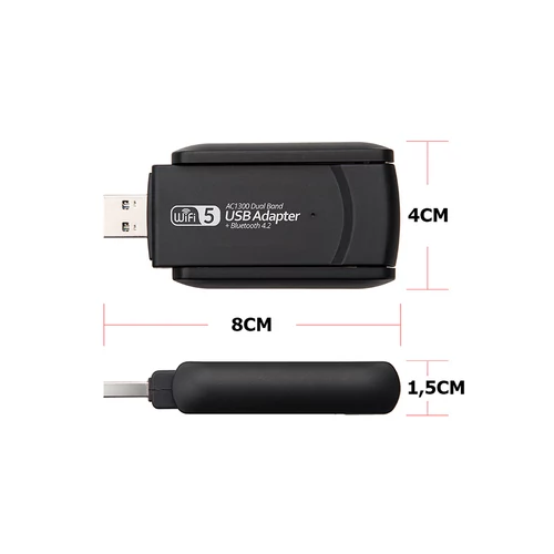 USB WiFi adapter 1300Mbps dual band 2.4GHz/5GHz (06195)